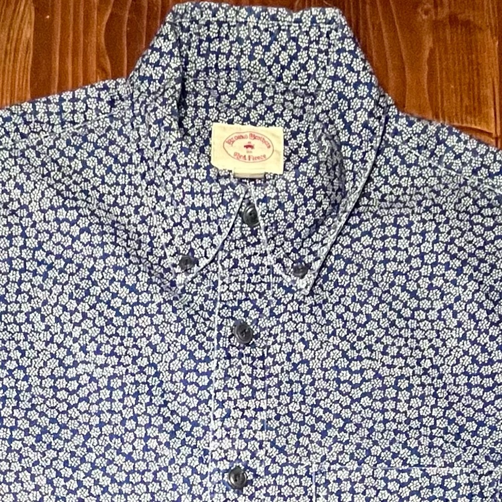 Brooks Brothers Red Fleece blue indigo dyed button down long sleeve sport shirt